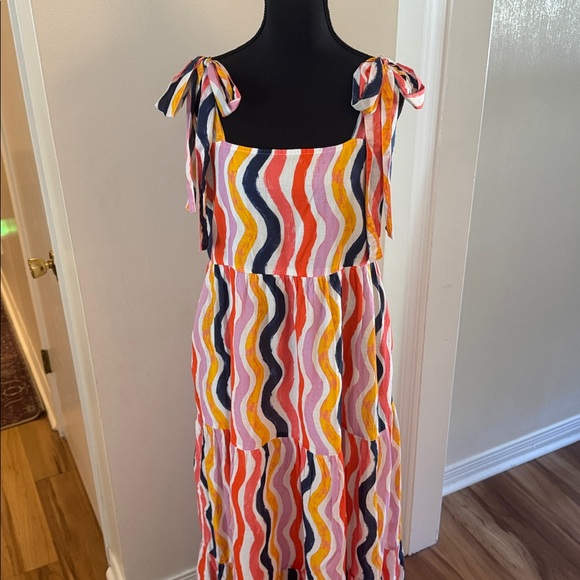 Jude Connally Multicolor Wavy Stripe Dress with Orange Accents - Picture 9 of 11